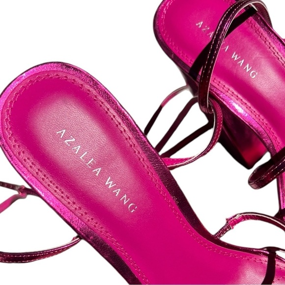 NEW Azalea Wang Metallic Pink EYES ON ME Chunky Strappy Sandal Size 10 - Picture 12 of 14